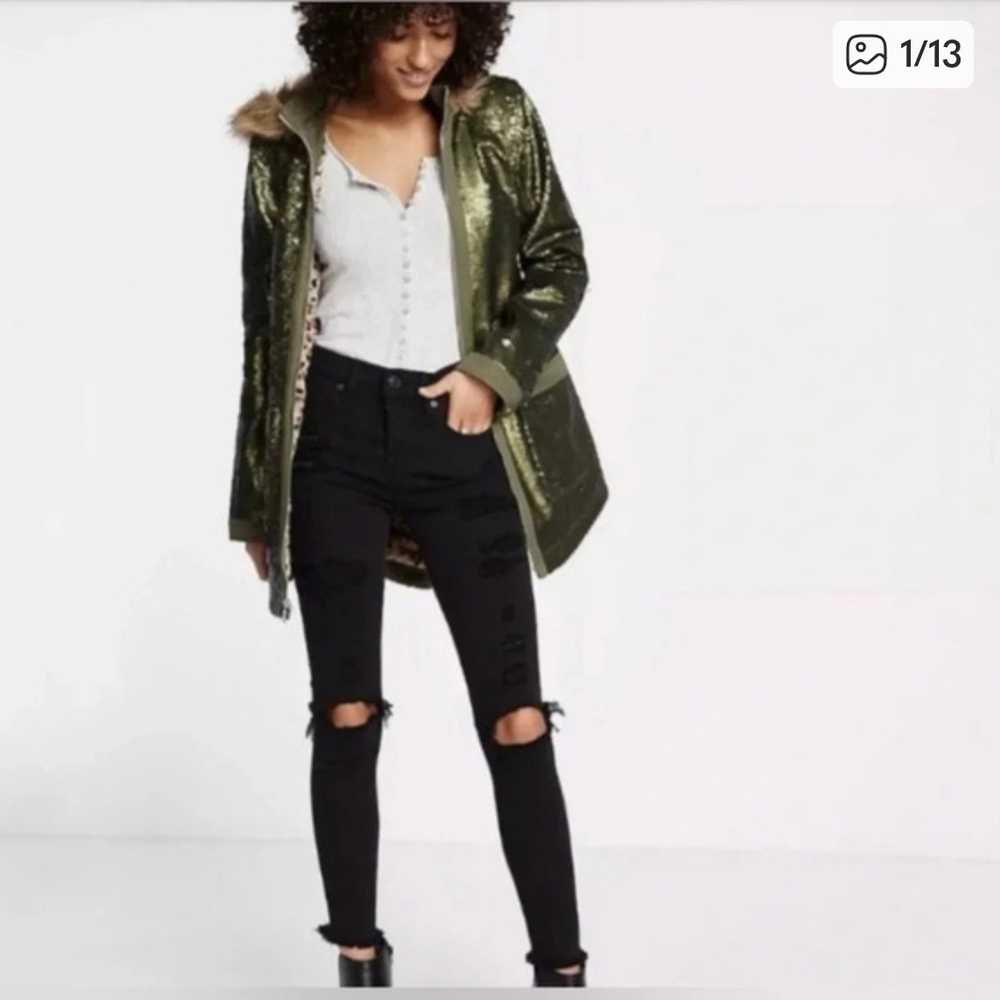 Express Sequin Green Women's Jacket